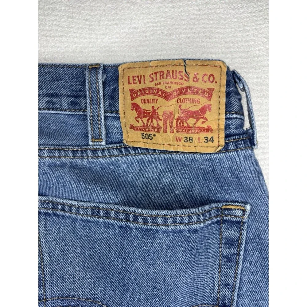 Levi's 505 Regular Fit Jeans‎ Mens 38x34 Blue Excellent Straight Leg Denim